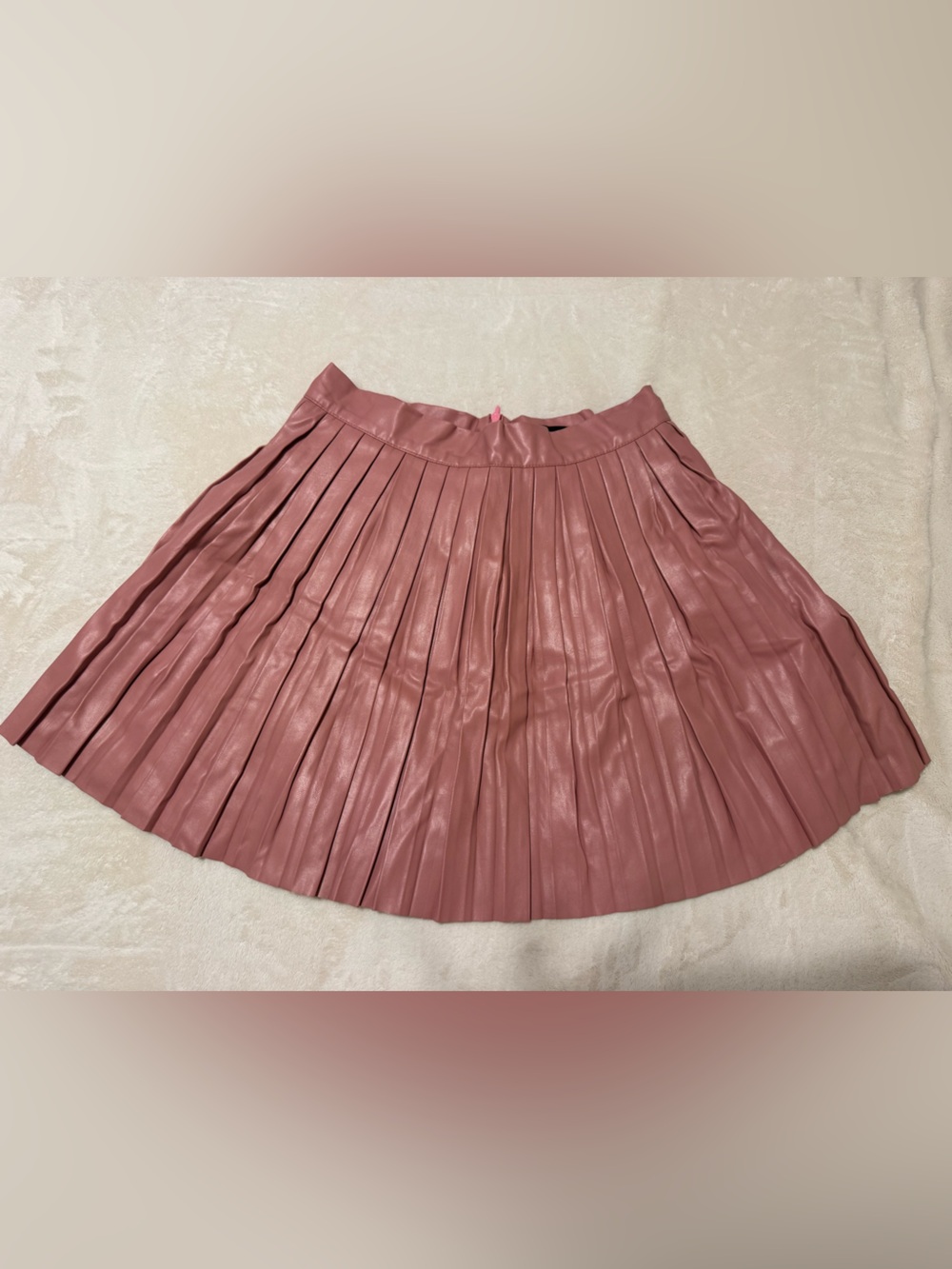 PrettyLittleThing Rose Pink Pleated Faux Leather Skater Skirt